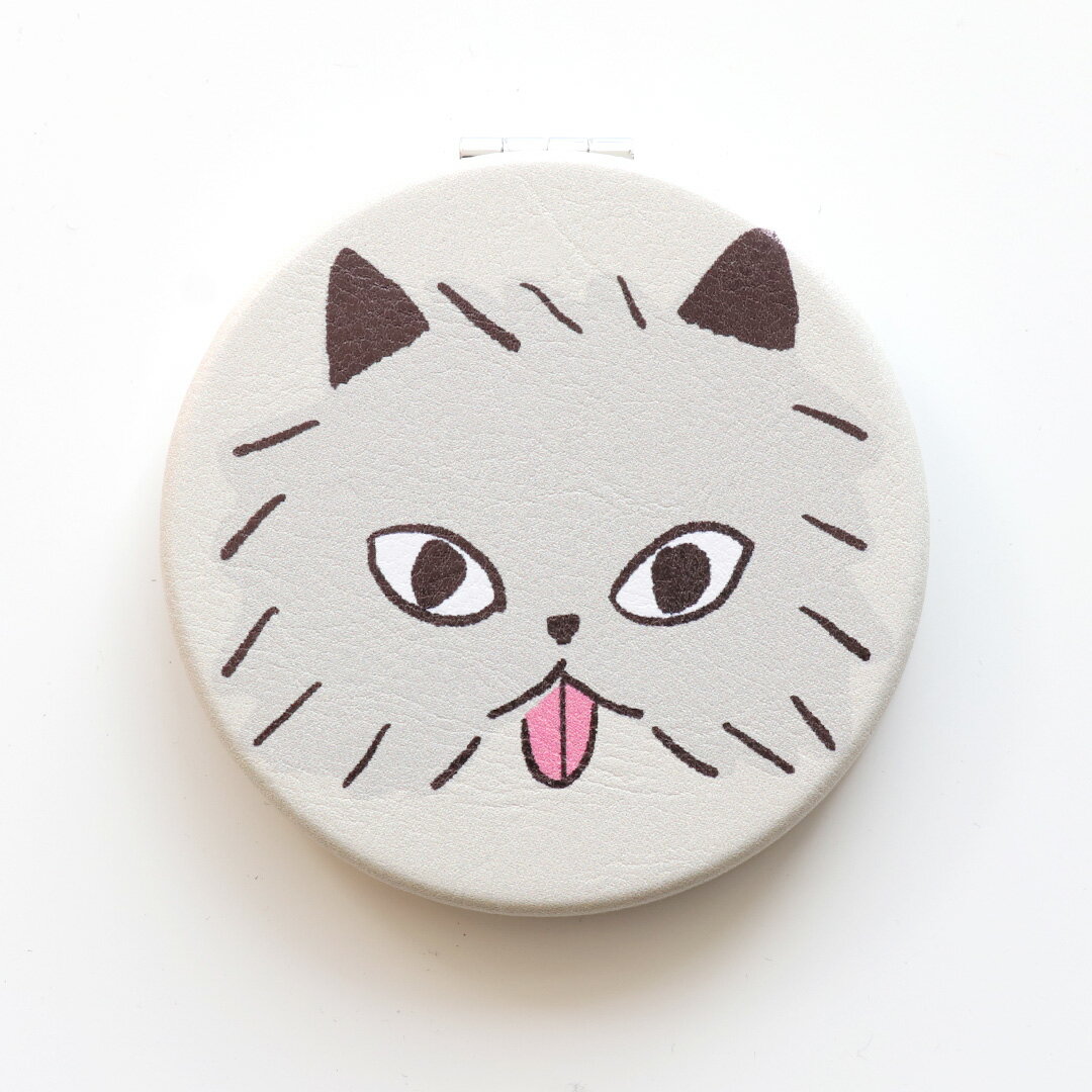 Yamabatosha Compact mirror [ fuwa ] 山鳩舎 みやぎちか コンパクトミラー 猫 イラスト 折り畳み 携帯用 鏡 携帯用 コンパクト おしゃれ かわいい プレゼント ギフト レディース コンパクトミラー 手鏡 スライド