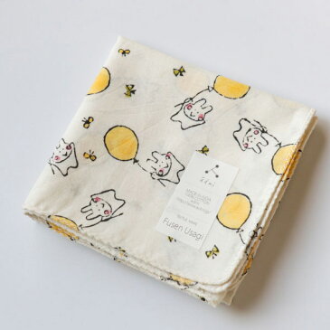 admi(アドゥミ) ハンカチ Fusen Usagi 45×45cm コットン インド綿 木版プリント プレゼント ギフト レディース おしゃれ かわいい