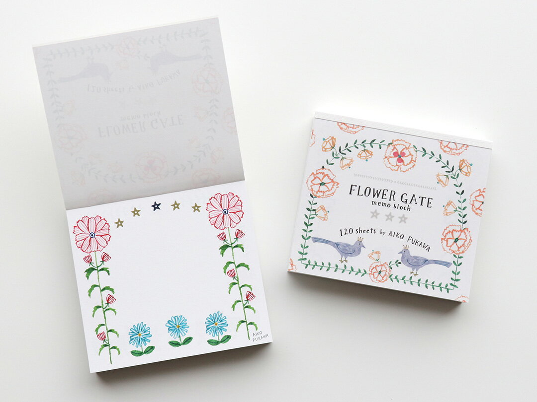 【1,000円でメール便無料】ブロックメモ 布川愛子 Aiko Fukawa [ FLOWER GATE ] cozyca products/表現社 メモ帳 ミニ 文房具 切り取り メモパッド ステーショナリー レディースおしゃれ かわいい プレゼント ギフト プチギフト 2