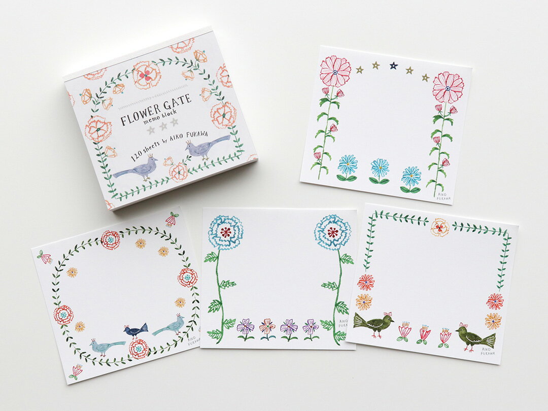 【1,000円でメール便無料】ブロックメモ 布川愛子 Aiko Fukawa [ FLOWER GATE ] cozyca products/表現社 メモ帳 ミニ 文房具 切り取り メモパッド ステーショナリー レディースおしゃれ かわいい プレゼント ギフト プチギフト 3