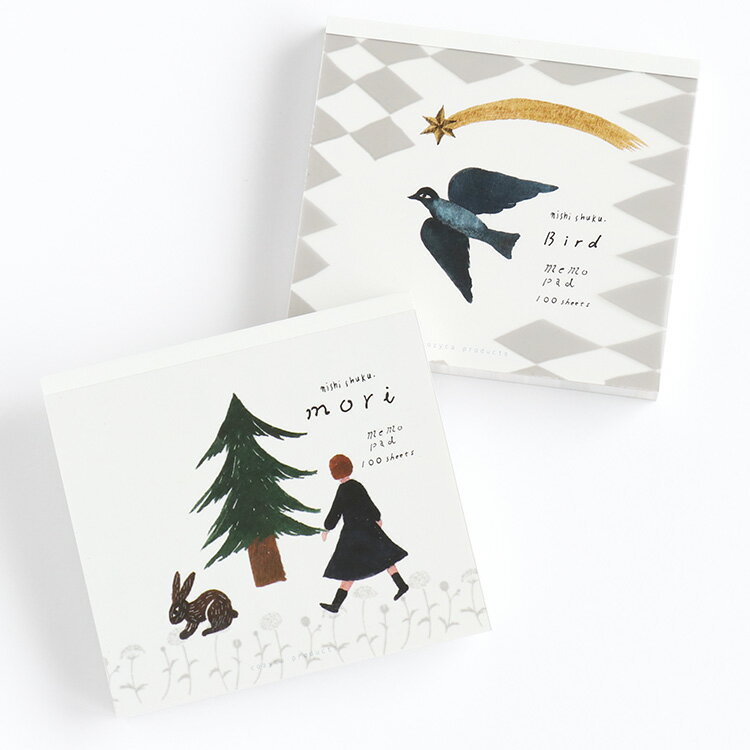 ブロックメモ 西淑 nishi shuku [ mori / bird ] 美濃透かし和紙入り cozyca products/表現社 メモ帳 メモパッド ミニ 文房具 切り取り ステーショナリー かわいい おしゃれ プレゼント ギフト レディースのサムネイル