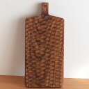 カッティングボード 手彫り 11.5×25cm 持ち手 名栗加工 なぐり しのぎ 彫り模様 チーク 天然木 木製 木 ウッド 食器 皿 器 木の器 トレー プレート まな板 カットボードおしゃれ かわいい プレゼント ギフト プチギフト