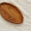 チーク オーバル レリーフリム プレート M /14×24cm オーバル プラター 花 天然木 木製 木 ウッド 食器 皿 器 木の器 トレー トレイ プレート おしゃれ かわいい