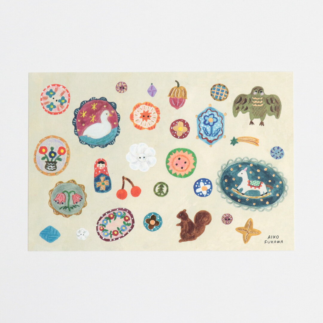 箔押しポストカード 布川愛子 Aiko Fukawa [ brooch ] はがき 絵葉書 ポストカード イラスト 雑貨 文房..