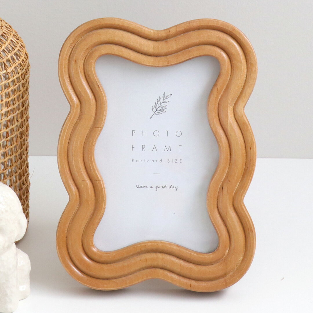 デコール ニュアンスウッド フォトフレーム [ ポストカード ] ウェーブ 写真立て 額縁 額 天然木 インテリア 雑貨 壁掛け 置き型 兼用 はがき おしゃれ かわいい ギフト プレゼント北欧 韓国 風のサムネイル