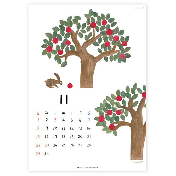 2026 カレンダー ネクタイ A4サイズ 日曜はじまり cozyca products / 表現社 令和8年 2026年 おしゃれ ..