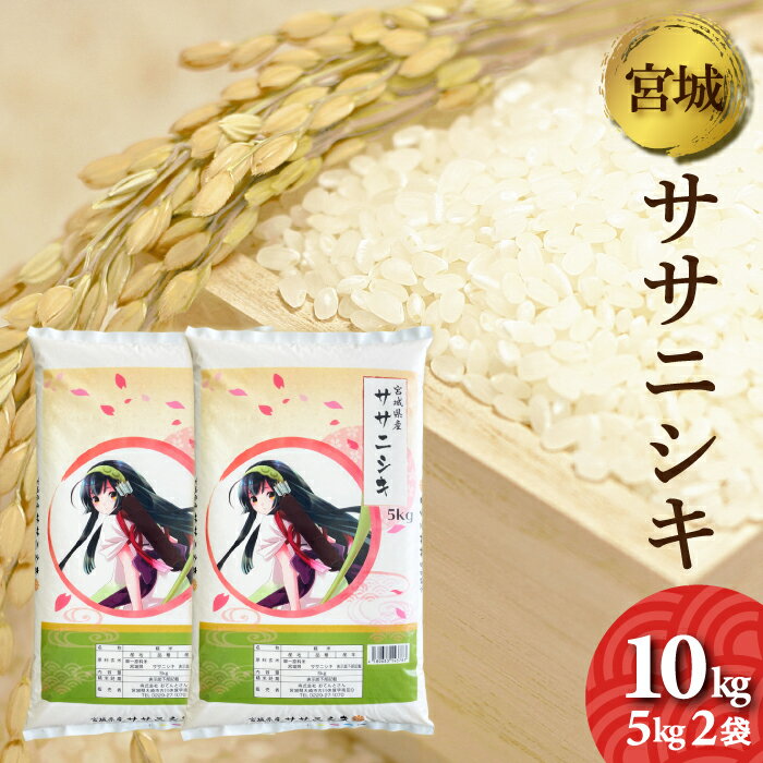 宮城県産　ササニシキ　10kg 5kg2袋　令和3年産　送料無料（一部地域除く）　お米　精米　白米【8/8～宮城のお米に使える20％OFFクーポン】