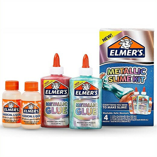 スライム作りが簡単に♪ Elmer's(エルマーズ) メタリック スライム キット メタリックグルー 2本147mL（5オンス） マジカルリキッド 2本付き エルマーズグルー/液体のり/セット/マジックリキッドのサムネイル