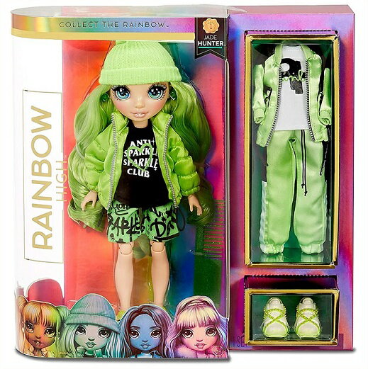 ※パッケージにダメージあり【Rainbow Surprise 】 レインボーサプライズ レインボーハイ グリーン ファッションドール Rainbow High Jade Hunter おもちゃ/女の子用/プレゼント/lol/プープシーのサムネイル