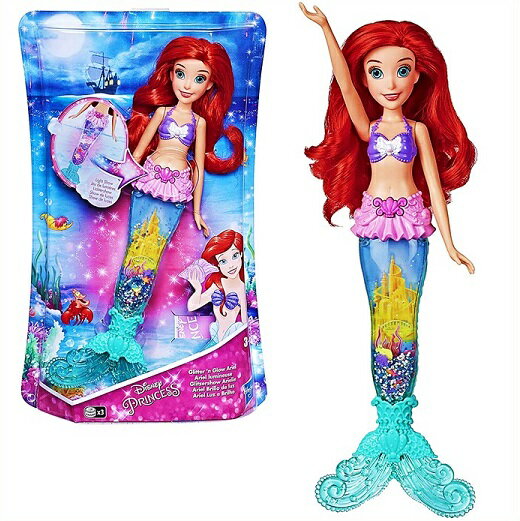 【Disney】 ディズニープリンセス 光る！グリッターグロー アリエルドール Disney Princess Glitter 'n Glow Ariel Doll with Lights リトルマーメイド アリエル/人形/フィギュア/おもちゃ/女の子用/ドレス/クリスマス プレゼント