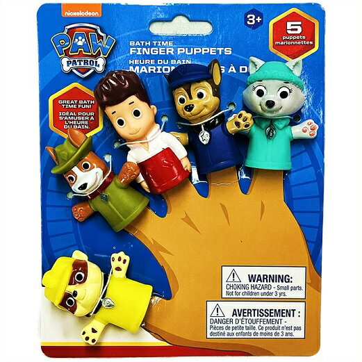 Paw Patrol Finger Puppets パウパトロール 指人形 5個セット フィンガーパペット/チェイス/ラブル/ケント/トラッカー/エベレスト/人形/フィギュア/知育玩具/お風呂/バストイ/キャラクター