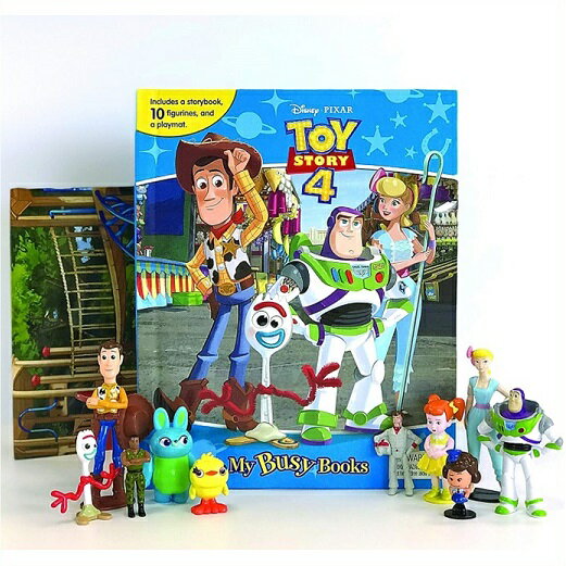 ディズニー ピクサー トイストーリー4 マイビジーブック 英語絵本 フィギュア 10体入り/ Disney Toy Story4 My Busy Book 絵本/フィギ..