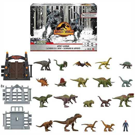 Jurassic World ジュラシック・ワールド ドミニオン アドベントカレンダー 24日間/カウントダウン、ミニ恐竜フィギュア、ヒューマン、ゲートピースの日替わりサプライズ/ダイナソー/恐竜/フィギュア/クリスマス
