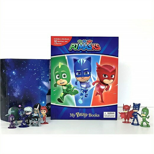 パジャマスク PJ masks My Busy Book 本とおもちゃがすべて1つになったこのMy Busy Booksアクティビティキットには、 鮮やかに描かれた本、きちんと作られたフィギュア、巨大な耐久性のあるプレイマットが 付属しています。 特徴： ・頑丈なボードブック ・カラフルな画像 ・活気のあるストーリー ・プラスチック製のフィギュア ・耐久性のあるプレイマット ・本に保存されているフィギュアとプレイマット ・ポータブル ・10ページの楽しみ！ 対象年齢：3歳以上 【ご注意】本商品に関する表記は全て英語で 和訳は付属しませんことをご了承ください。 輸入品の為、小キズ、擦れ等ある場合がございます。 予めご了承の程よろしくお願い申し上げます