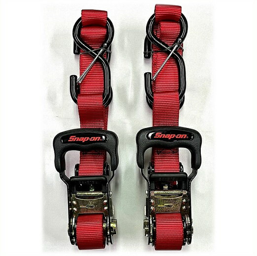 【SNAP-ON】 スナップオン SNAP Ratchet Tie Down ラチェット式 タイダウンベルト 2本セット レッド ラッシングベルト バイク/ジェットスキー/バギー/材木/ボード/ 荷物の固定に ラチェットベルト 荷締め