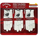 【Callaway】 キャロウェイ ゴルフグローブ プレミアム カブレッタレザー 3Pセット ゴルフ/グローブ/羊革/白/Golf Gloves/父の日