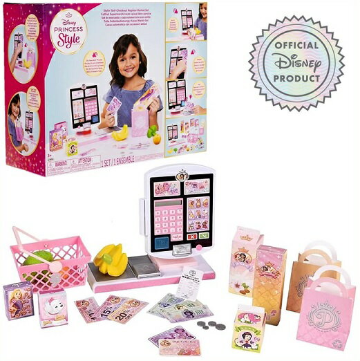 Rakuten - 【Disney Princess】 ディズニープリンセス スタイルコレクション キッズ用 セルフチェックアウトレジ セット お買い物ごっこ/セルフレジ/レジスター/おもちゃ/クリスマス/誕生日