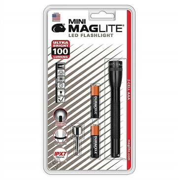 【MAGLITE】 ミニマグライト MINI ミニ LED フラッシュライト ブラック 明るさ100ルーメン 2AAA 単四電池×2本使用 マグライト MINI LED 2-CELL AAA FLASHLIGHT SP32016/キャンプ/BBQ/アウトドア/釣り/防災/自転車/室内/ハンディライト