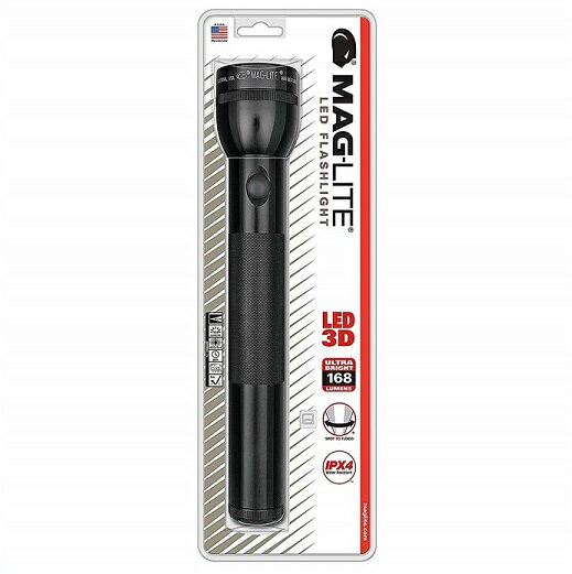 【MAGLITE】マグライト LED 3-Cell D 単1アルカリ電池×3本使用 3D ブラック 黒 明るさ 168ルーメン ST3D016 /キャンプ/BBQ/アウトドア/釣り/防災/自転車/室内/ハンディライト