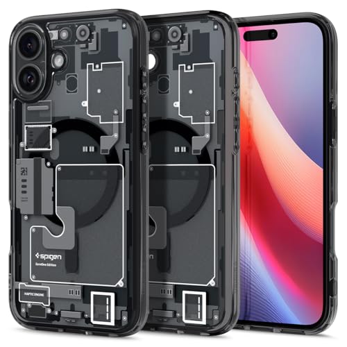 Spigen iPhone 16 ケース クリア MagSafe対応 耐衝撃 ストラップホール 黄変防止 バンパー 米軍MIL規格 ウルトラ ハイブリッド マグフィット ACS08208 (ゼロ ワン)