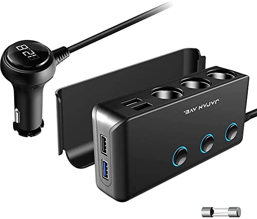 JAPAN AVE.(ジャパンアベニュー) Quick Charge 3.0 搭載 シガーソケット 3連 USB (最大8.5A/5V) スマートIC 急速充電 増設 カーチャージャー 車 3連ソケット / 拡張 USB 4ポート / 1