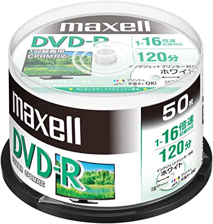 maxell Ͽ (1Ͽ) CPRMб DVD-R 120ʬ 16®б 󥯥åȥץбۥ磻(磻ɰ 23mm) 50 ԥɥ륱 DRD120PWE.50SPZ