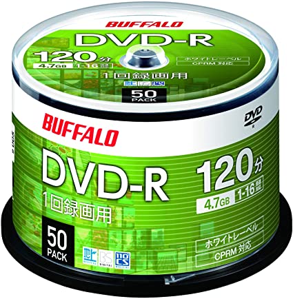 バッファロー DVD-R 1回録画用 4.7GB 50枚 スピンドル 片面 1-16倍速 ホワイトレーベル RO-DR47V-050PW/N バッファロー DVD-R 1回録画用 4.7GB 50枚 スピンドル 片面 1-16倍速 ホワイトレーベル RO-DR47V-050PW/N