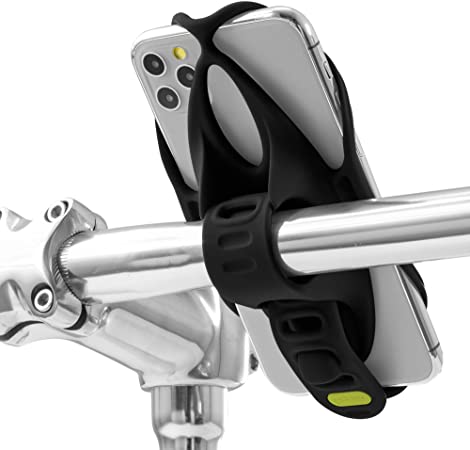 Bone Bike Tie 4 自転車 スマホ ホルダー シリコン製 ハンドルバー用 四世代目最新版 4.7&#12316;7.2インチのスマホに対応 iPhone Xperia Galaxy Pixelなどが装着可能 滑り止め 脱着簡単 脱落防止 縦型 (ブラック