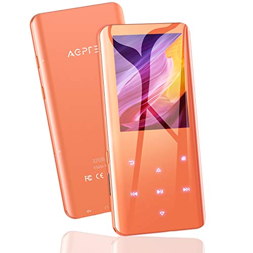 AGPTEK MP3プレーヤー AGPTEK MP3プレーヤー Bluetooth5.2 32GB内蔵 mp3プレイヤー 3D曲面 音楽プレーヤー スピーカー内蔵 HIFI 2.4インチ大画面 超軽量 FMラジオ 録音 最大128GBまで拡張可能 日本語説明書付き オレンジ ギフト