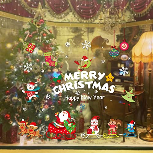 Charming Club ウォールステッカー クリスマス 飾り 静電ステッカー 窓ステッカー クリスマスデコレーション 剥がせる 壁紙 ガラス シール式 Merry christmas クリスマスステッカー 静電気シール プレゼント 新年 かわいい