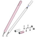 2本セット タッチペン スタイラスペン タッチペン ipad iphone Androidスマートフォン タブレット対応 交換式 ペン先6個 ディスク 導電繊維...