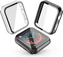 Smilelane 2枚 対応 Apple Watch Series 6 / SE/Series 5 / Series 4 44mm 用 ケース, PC素材強化ガラス保護カバー(1 ブラック + 1 クリア)(2)