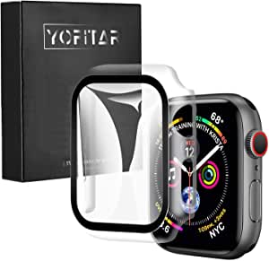 2020改良モデル YOFITAR Apple Watch 用 ケース series6/SE/5/4 40mm アップルウォッチ保護カバー ガラスフィルム 一体型 PC素材 全面保護 超薄型 装着簡単 耐衝撃 高透過率 指紋防止 傷防止 クリア