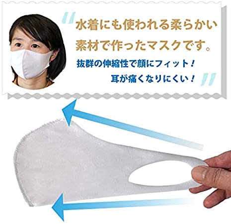 日本製 クロッツ マスク 2枚入り 薄くひんやり夏涼しい 洗える 水着素材 伸縮 (グレー, Mサイズ(女性用))
