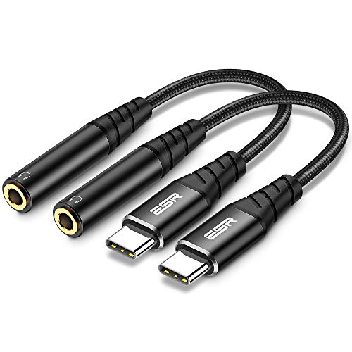 ESR USB Type-C to 3.5 mm メスイヤホンジャックアダプター USB-C to Auxオーディオドングルケーブル Galaxy S22/S21/S20対応, iPad 10対応, iPad Air 5/4対応, iPad Pro 1