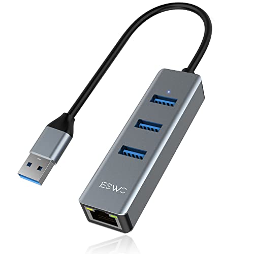 JESWO USB LAN Switch 有線LANアダプター USB3.0 RJ45 10/100/1000Mbps ギガビットイーサネット LANケーブル USB3.0 5Gbps高速転送 USB LAN変換アダプター スイッチ有線 アルミ合金 有