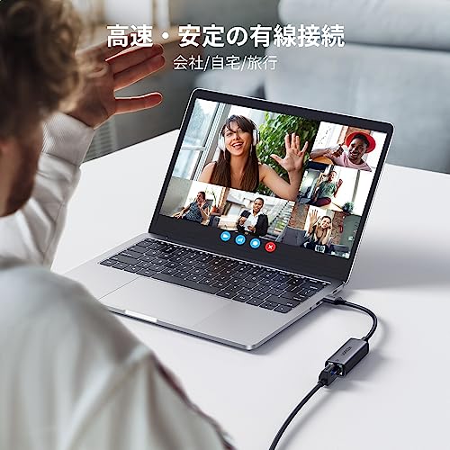 AJ WORKS SHOPのUGREEN USB LANアダプター 1000Mbps高速 Switch 有線LAN USB3.0 to RJ45 Windows/Mac OS対応 ギガビットイーサネット アルミケース ゲーミング ネット会議に適用 ブラック｜アングル3