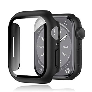 2023年発売9月 For Apple Watch 9 ケース Apple Watch 8 ケース 41mm 全面保護 PC素材+強化ガラスフィルム 一体型 9H硬度 高透過率 衝撃吸収 充電対応 取り付け簡単 アップルウォッチ Series 9/8