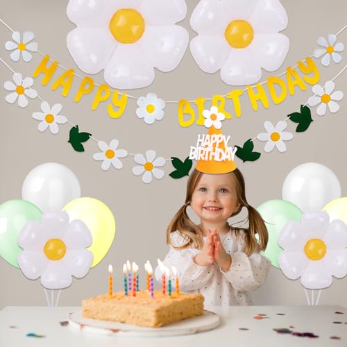 デイジー誕生日バルーンセット、誕生日 風船、Happy Birthday バルーン、誕生日バルーン女の子 子供 ティーンエイジャー 女の子 大人のための 誕生日飾り付け 新年の風船 2