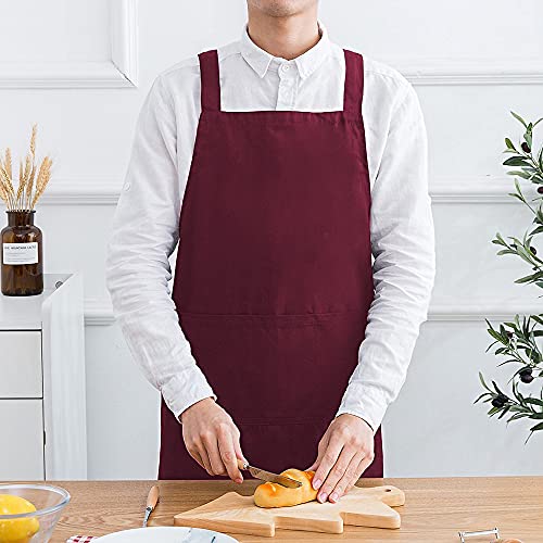 cozycube エプロン赤 レッド H型 ワインレッド シンプル 女性用 男性用 メンズ レデイース カフェエプロン 無地 おしゃれ 大容量ポケット 汚れにくい シワ防止 男女兼用 髪崩れ無し ノーアイロン 透けない ポケット付き 料理教室用エプ ajworks-10015946 AJ WORKS SHOP サンプル画像2
