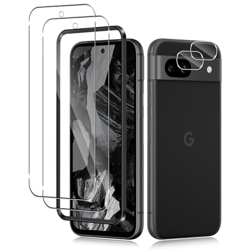 4枚セット For Google Pixel 8A ガラスフィルム 2枚 +カメラフィルム 2枚 指紋対応 Freesun For グーグル ピクセル 8A フィルム 全面保護 傷防止 反射防止 防水 耐油防水気泡防止 指紋防止For …