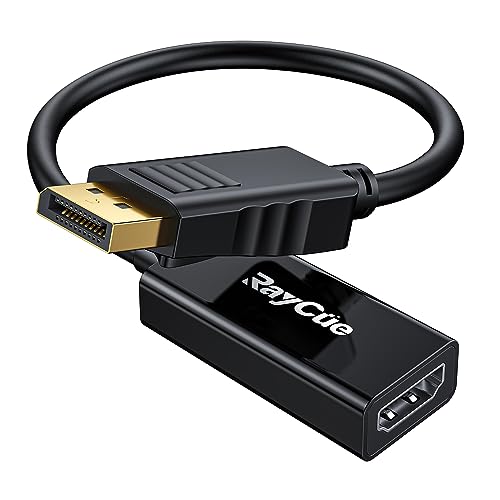 RayCue DisplayPort HDMI 変換アダプタ 4K ディスプレイポート hdmi ケーブル DP(PC) to HDMI(モニター 単方向のみの変換対応 逆方向変換非対応 ブラック