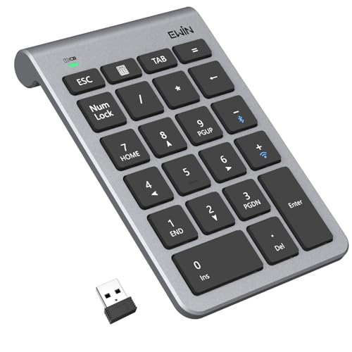 Ewin テンキー numlock非連動 Bluetooth/2.4G接続 2台デイバス接続 ワイヤレス 数字キーボード Bluetoothキーボード 超薄型 左手デバイス 片手デバイス ショートカットキー 日本語対応 iOS iPadOS Windo