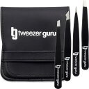 TweezerGuru 毛抜き ピンセット 眉毛抜き 精密 ステンレス 鼻毛 ヒゲ とげぬき 黒ずみ 角栓 角質取り 先斜め 先端極細 4本入り