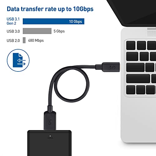 AJ WORKS SHOPのCable Matters USB Type C Micro B 変換ケーブル 5 Gbps Micro B 9ピン 0.3m 外付けHDD USB Type C Micro USB 変換ケーブル USB C Micro B 変換ケーブル ブラック｜アングル2