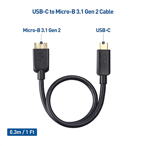 AJ WORKS SHOPのCable Matters USB Type C Micro B 変換ケーブル 5 Gbps Micro B 9ピン 0.3m 外付けHDD USB Type C Micro USB 変換ケーブル USB C Micro B 変換ケーブル ブラック｜アングル3