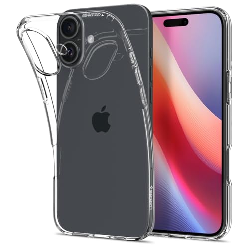 Rakuten - Spigen iPhone 16 ケース クリア 黄変防止 TPU ソフト 耐衝撃 米軍MIL規格 リキッド クリスタル ACS08190 (クリスタル クリア)