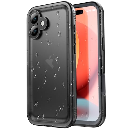 SPORTLINK iPhone 16 用 防水ケース iPhone 16 用 耐衝撃 ケース 完全防水 IP68防水等級 防雪 防塵 耐衝撃 360 全面保護 QI充電 フェイスID 認証対応 操作便利 超薄型 ストラップ付き 雨の日 iPhone