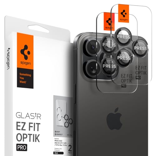 Rakuten - Spigen iPhone 16 Pro/Pro Max カメラ保護フィルム 9H硬度強化ガラス ブラック iPhone16Pro/ProMax対応 レンズプロテクター 2枚入