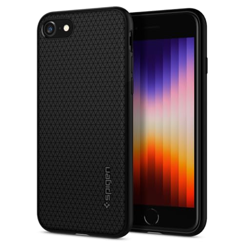 Rakuten - Spigen iPhone SE3 SE2 第3/2世代 ケース iPhone7/8用 ケース 耐衝撃 指紋防止 TPU素材 ソフト ケース 頑丈 米軍MIL規格取得 リキッド エアー 042CS20511 (ブラック)
